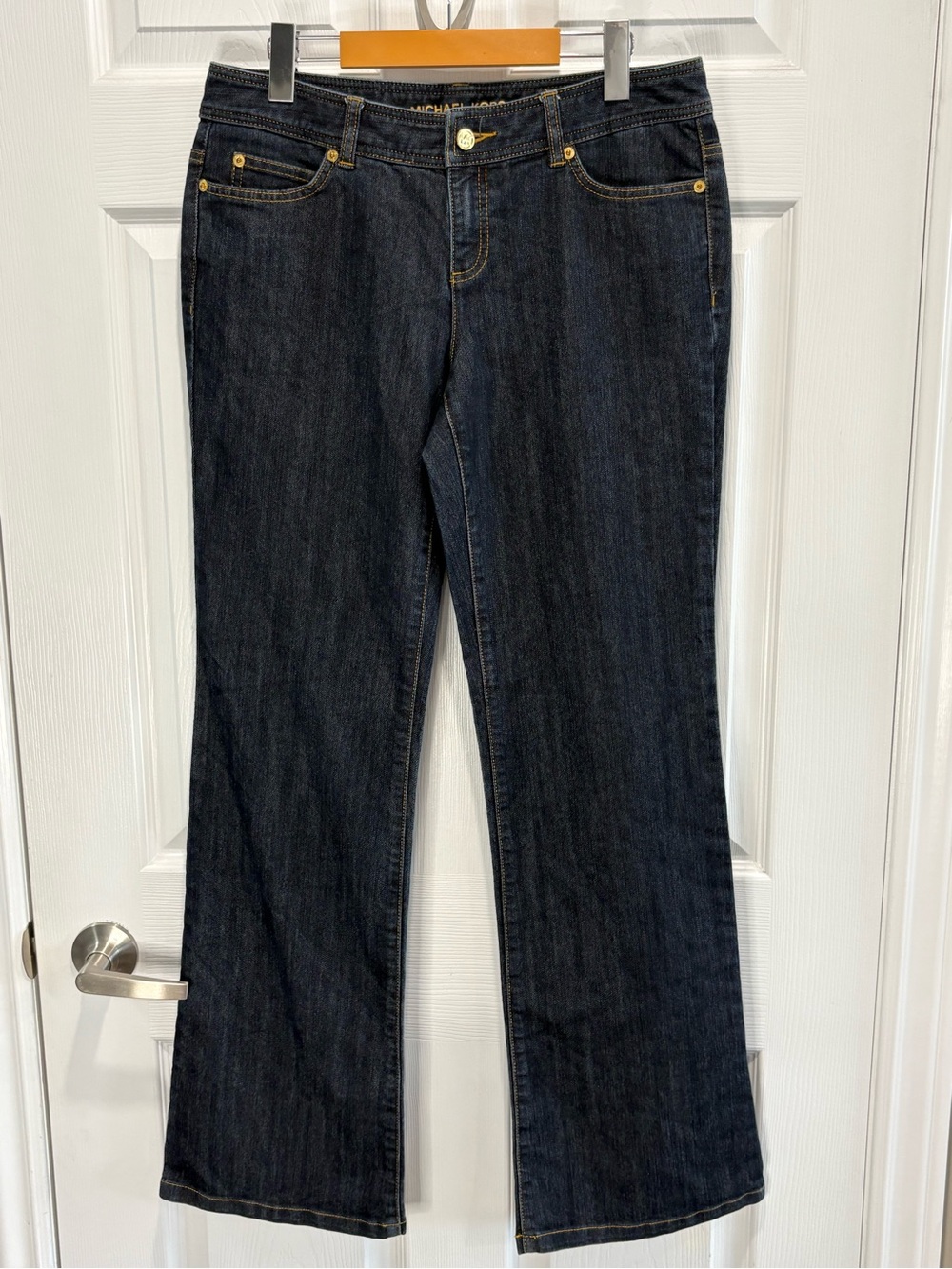 Michael Kors Jet Set Rhinestone Charm Bootcut Jeans, Dark Wash, Size 8